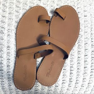 Madewell Boardwalk Bare Slide Sandal Flat Nude Leather Size 10 Desert Camel